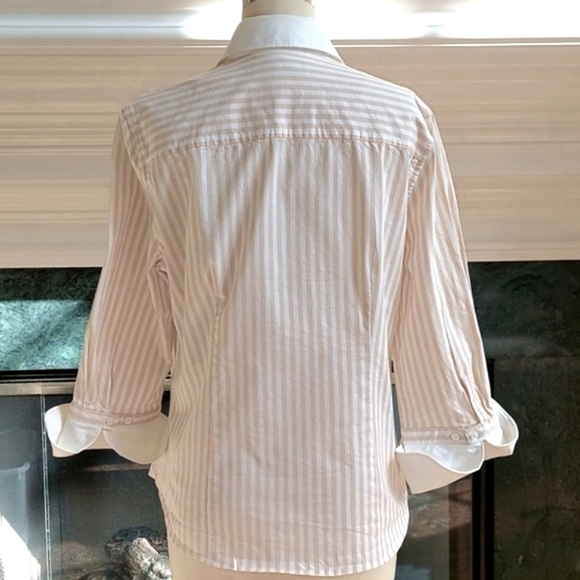 George ME Designs by Mark Eisen Striped Button Down Blouse - Picture 3 of 7